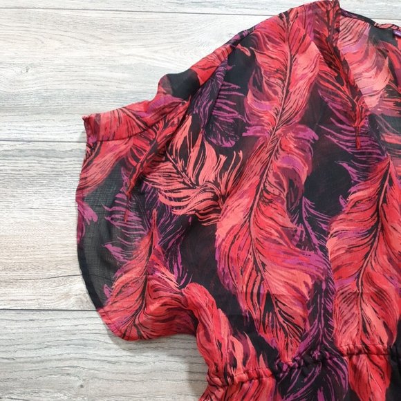 Beverly Drive Womens 16/18W/M Swimsuit Cover Up Sheer Blouse Nightie Crepe - Picture 4 of 10